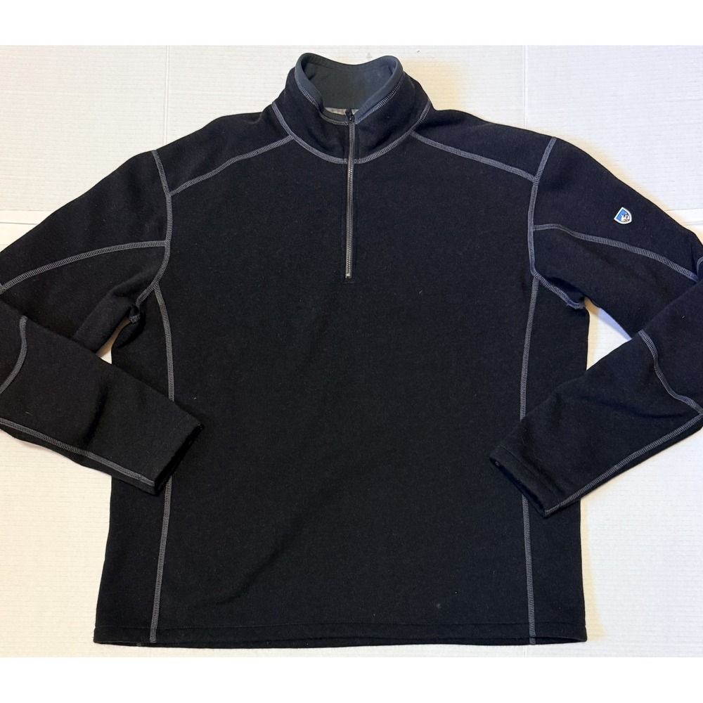 KUHL Revel - Men's 1/4 Zip Pullover Sweater - Black Fleece Jacket - XXL 2XL